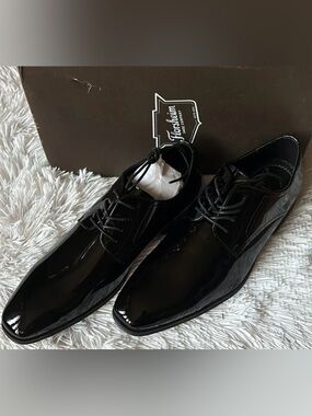 Florsheim black glossy patent leatherTux Plain Toe formal work Oxford shoes